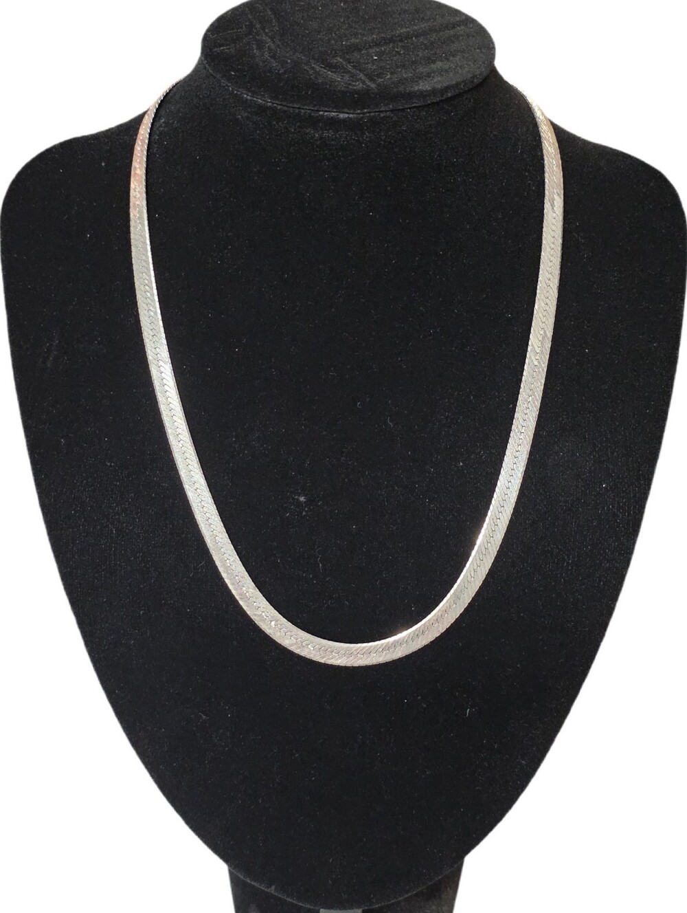 Sterling Silver Wide Herringbone Necklace - 20" Length - 925 Italy